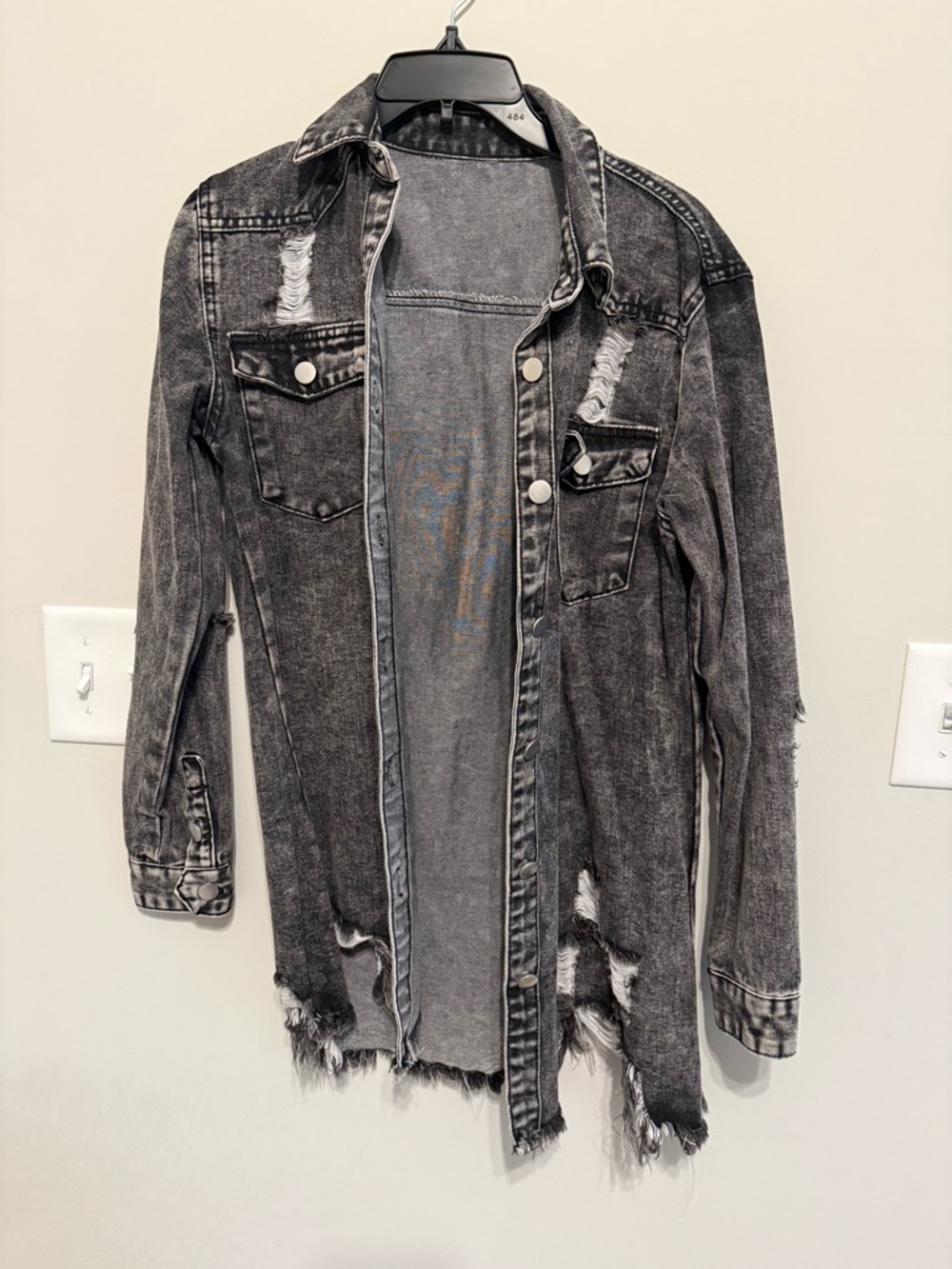 Distressed Black Denim Jacket